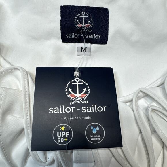 Sailor-Sailor Cricket Ruffle Neck White Sleeveless UPF 50+ SZ M Resortwear NWT - Picture 2 of 12